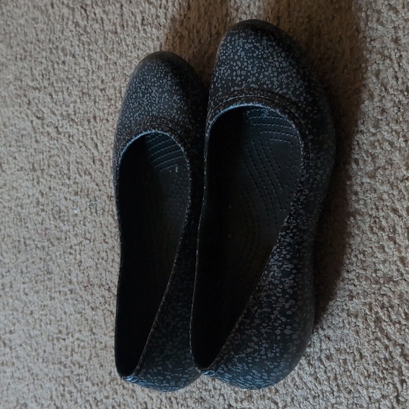 Crocs Black With Speckled Gray Ballet Flats Size 9 - Picture 7 of 11